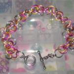 Chainmaille Bracelet Yellow Pink Silver