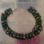 Green, Turquoise, Silver, And Black Chainmaille..