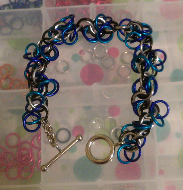 Chainmaille Bracelet Blue Purple Silver Black