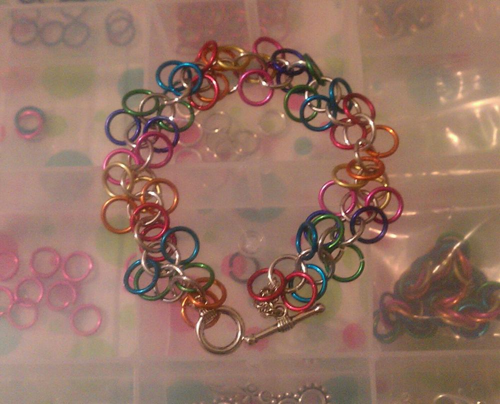 Simple Chainmaille Bracelet Rainbow Colors